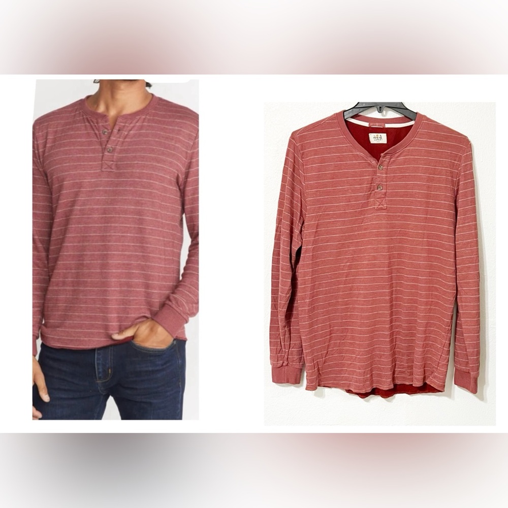 Marine Layer Men's Striped Long Sleeve Double Knit Henley